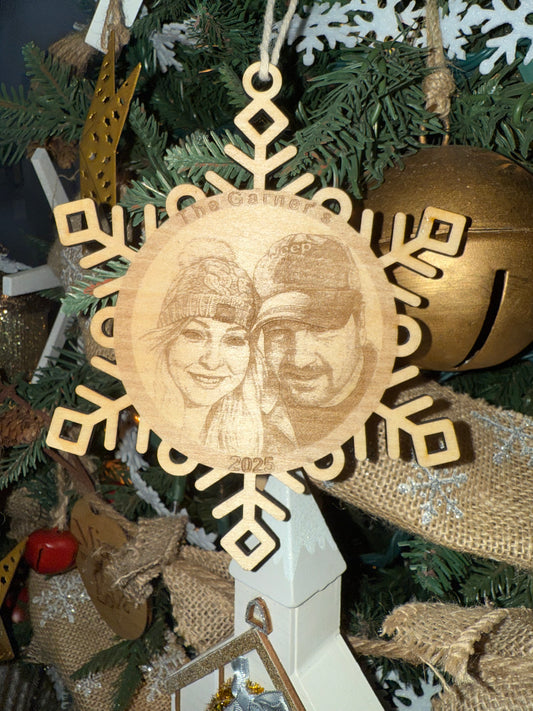 Laser Engraved Christmas Ornament with Family Picture!