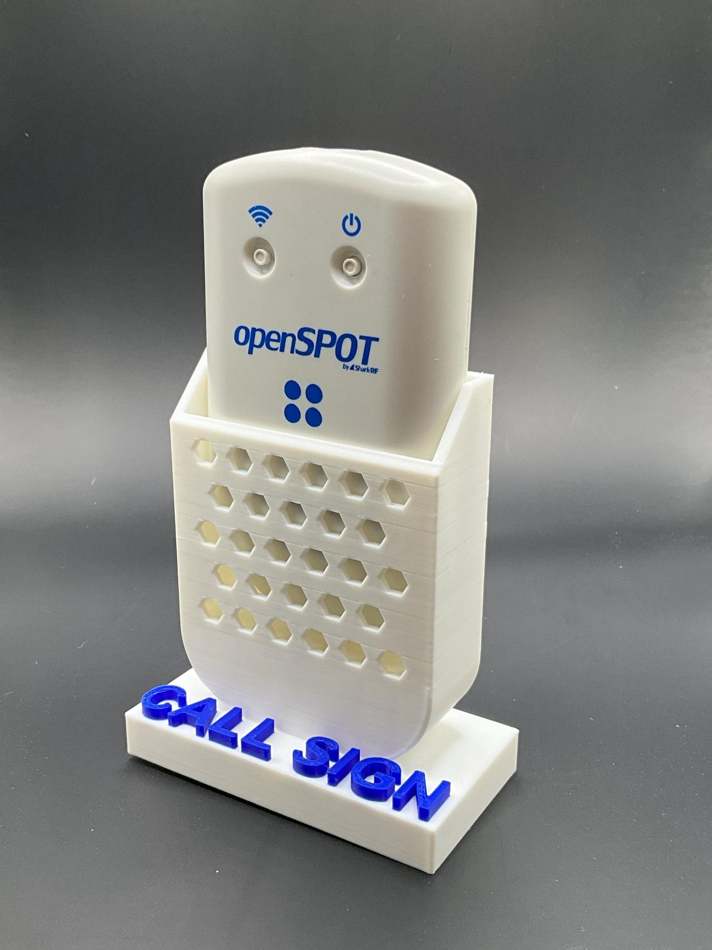 Custom OpenSPOT Cradle Mount: Ham Radio Desk Stand with Call Sign