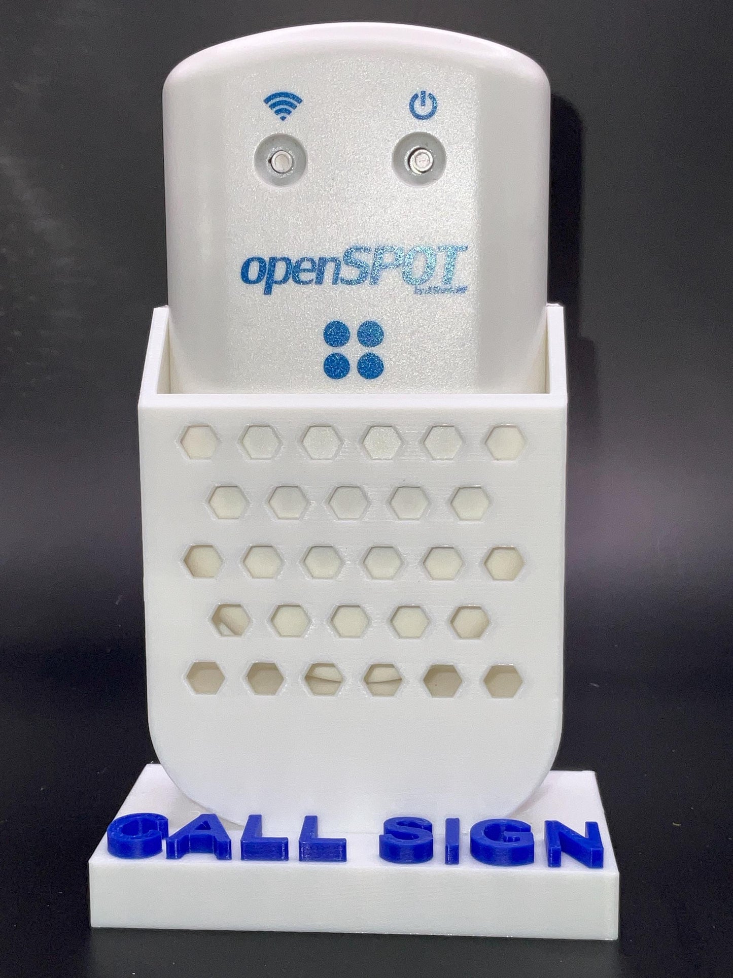 Custom OpenSPOT Cradle Mount: Ham Radio Desk Stand with Call Sign