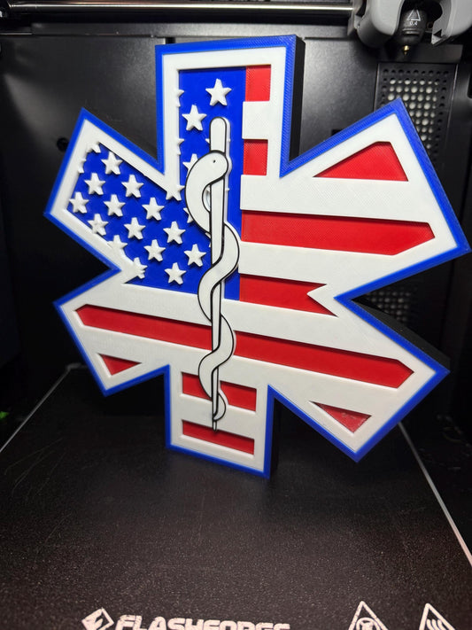 Patrotic Star of Life Display Sign