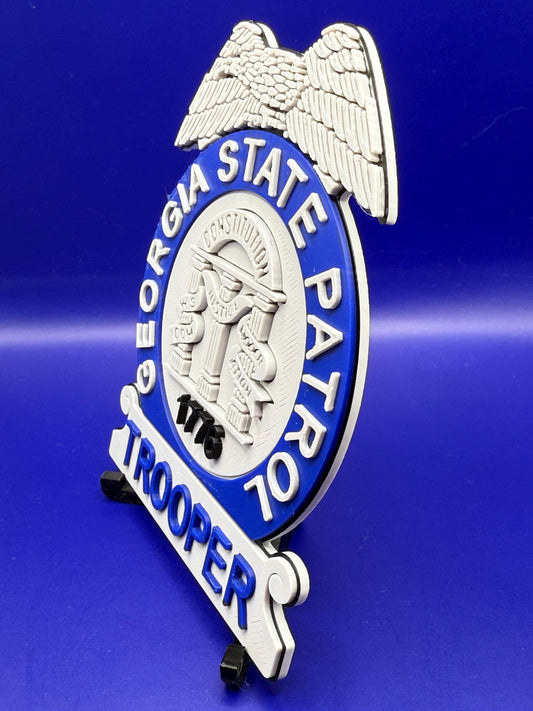 Georgia State Patrol Badge Wall Plaque, GSP Display, 3D Printed Badge