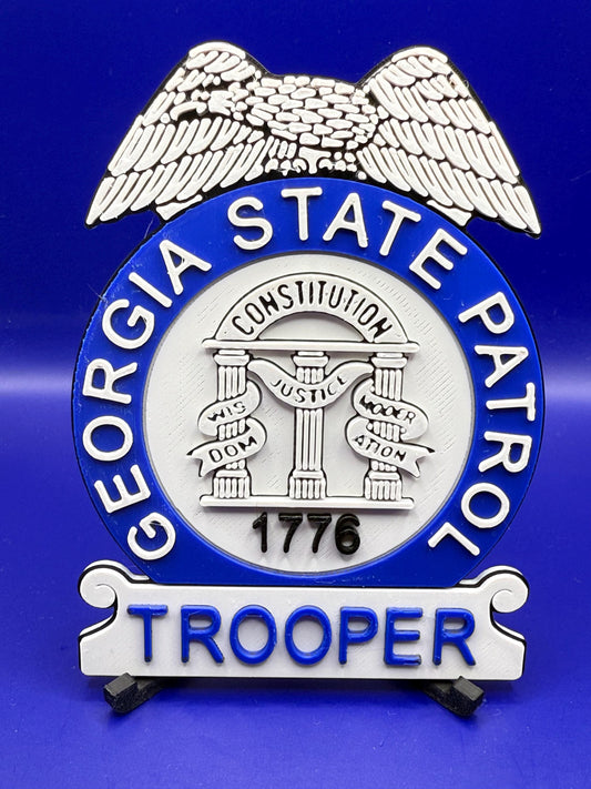 Georgia State Patrol Badge Wall Plaque, GSP Display, 3D Printed Badge