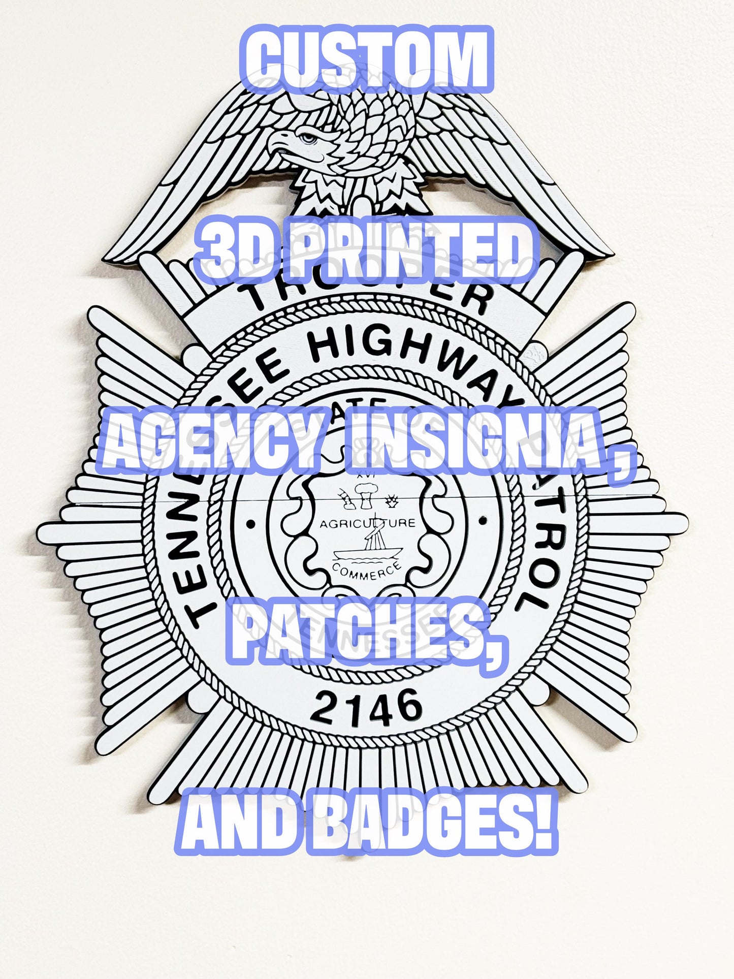 Custom 3D Printed Department Patch and Badge: Wall Mounted Plaque