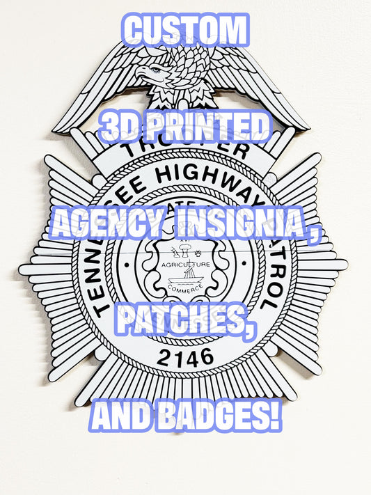 Custom 3D Printed Department Patch and Badge: Wall Mounted Plaque
